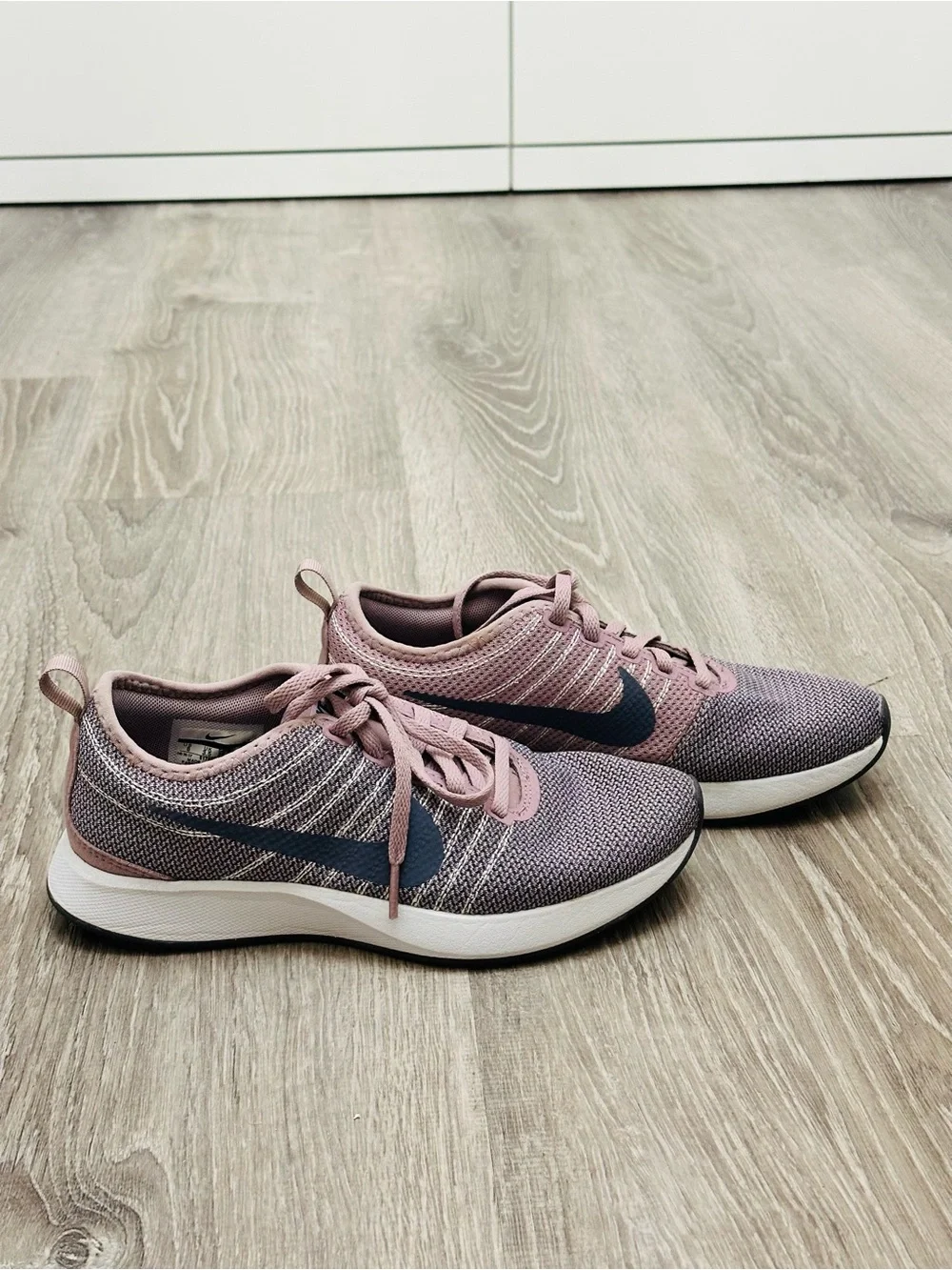 Nike Rose Pink and Gray Knit Running Sneakers Size 6